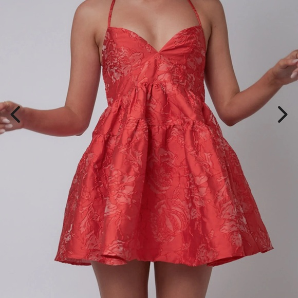 Maybelle Jacquard A-Line Mini Dress Bright Red Unworn - Picture 1 of 5